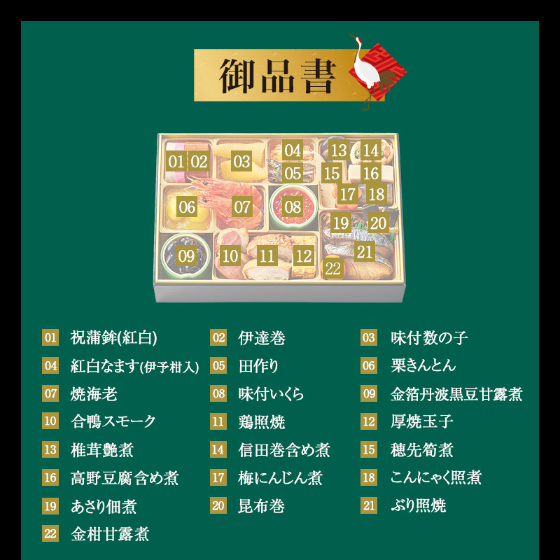 おせち「和の華（なごみのはな）一段重」