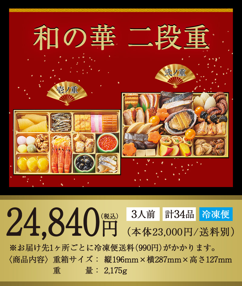 おせち「和の華（なごみのはな）二段重」